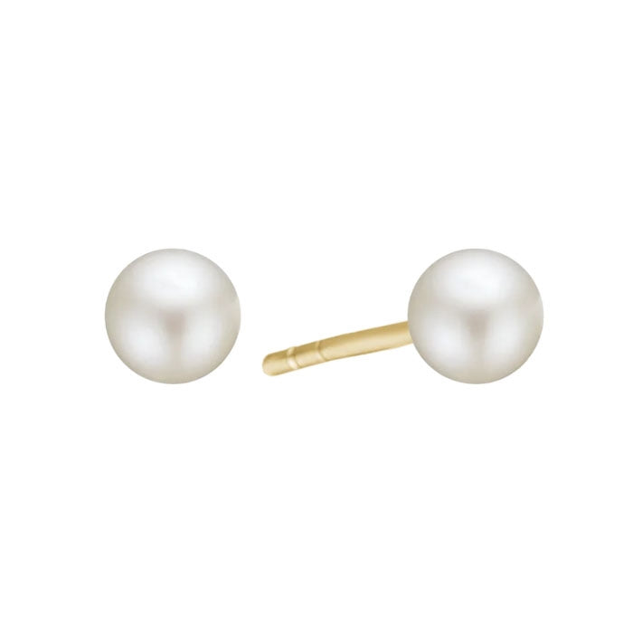 Sølvforgyldt ørestikker m/ferskvandsperler 6 mm.