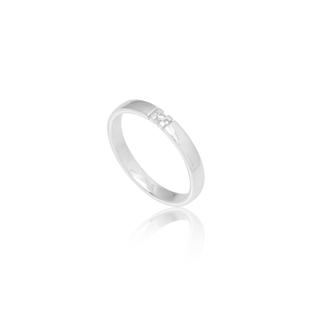 14 kt. Alliancering hvidg. 1x0,03 ct. W.Si