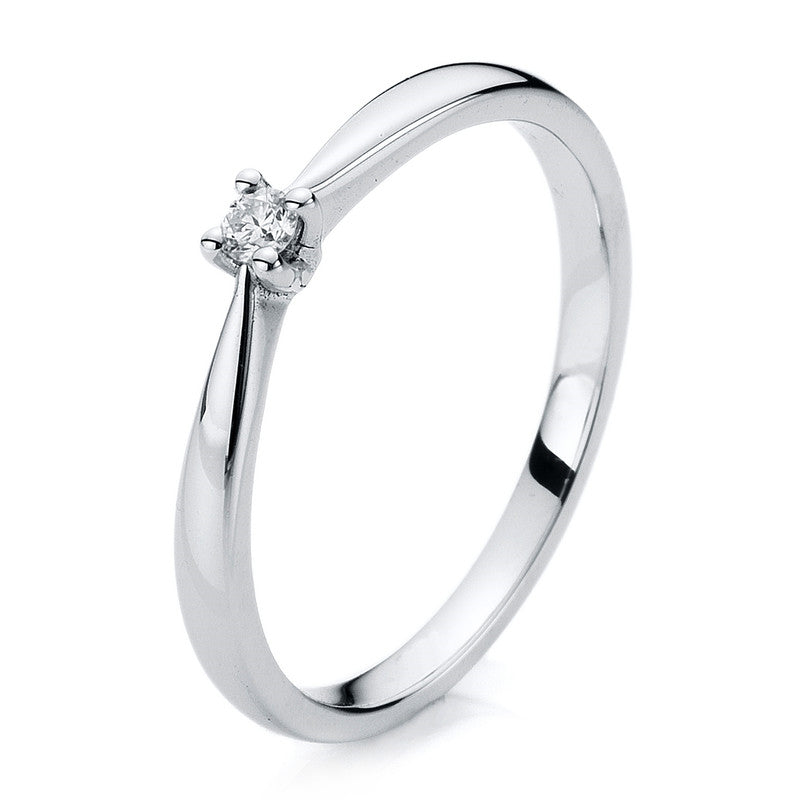 14 kt. hvidg.ring med 0,05ct brill. TW-si