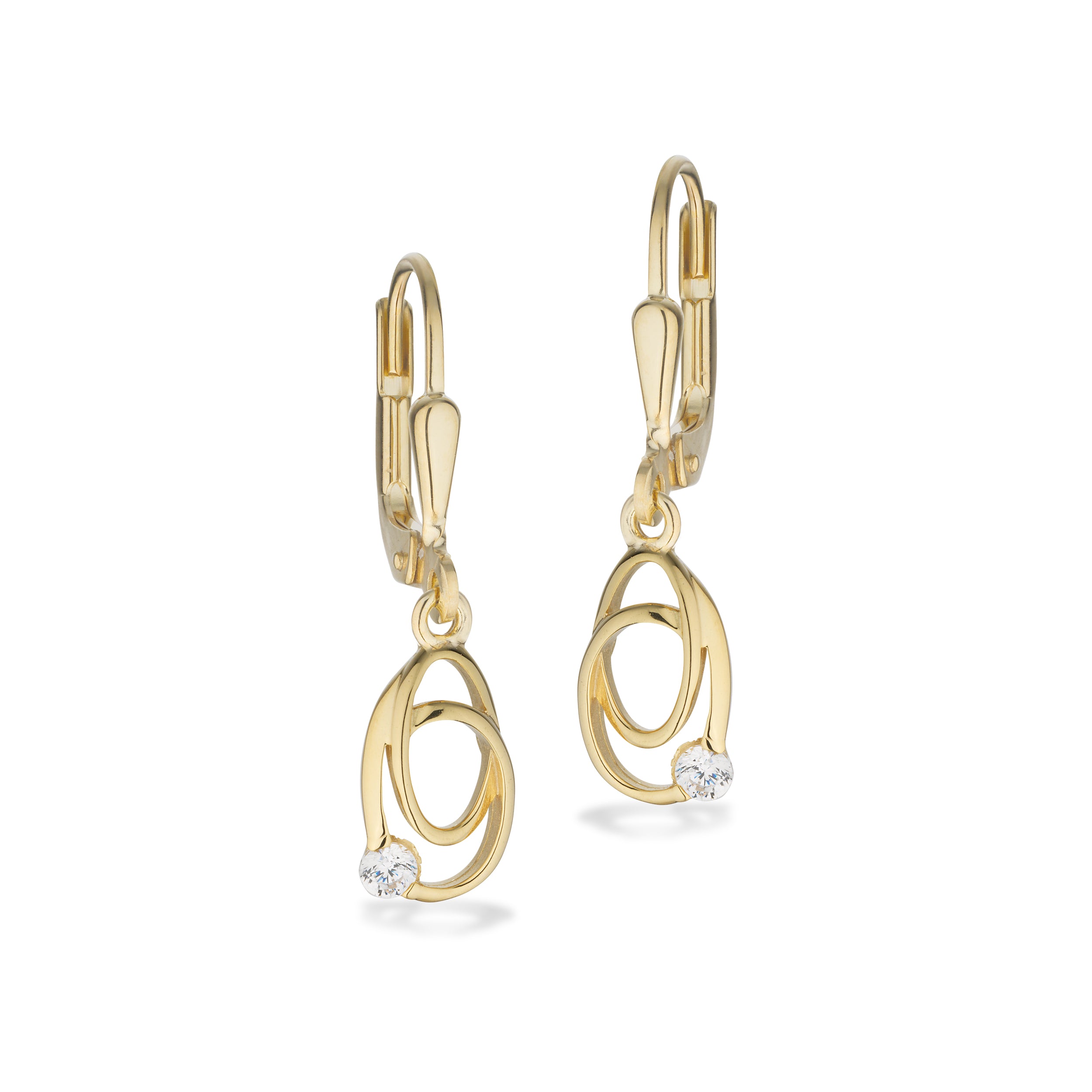 8 kt. Ørebøjler med syntetislk zirkonia sten