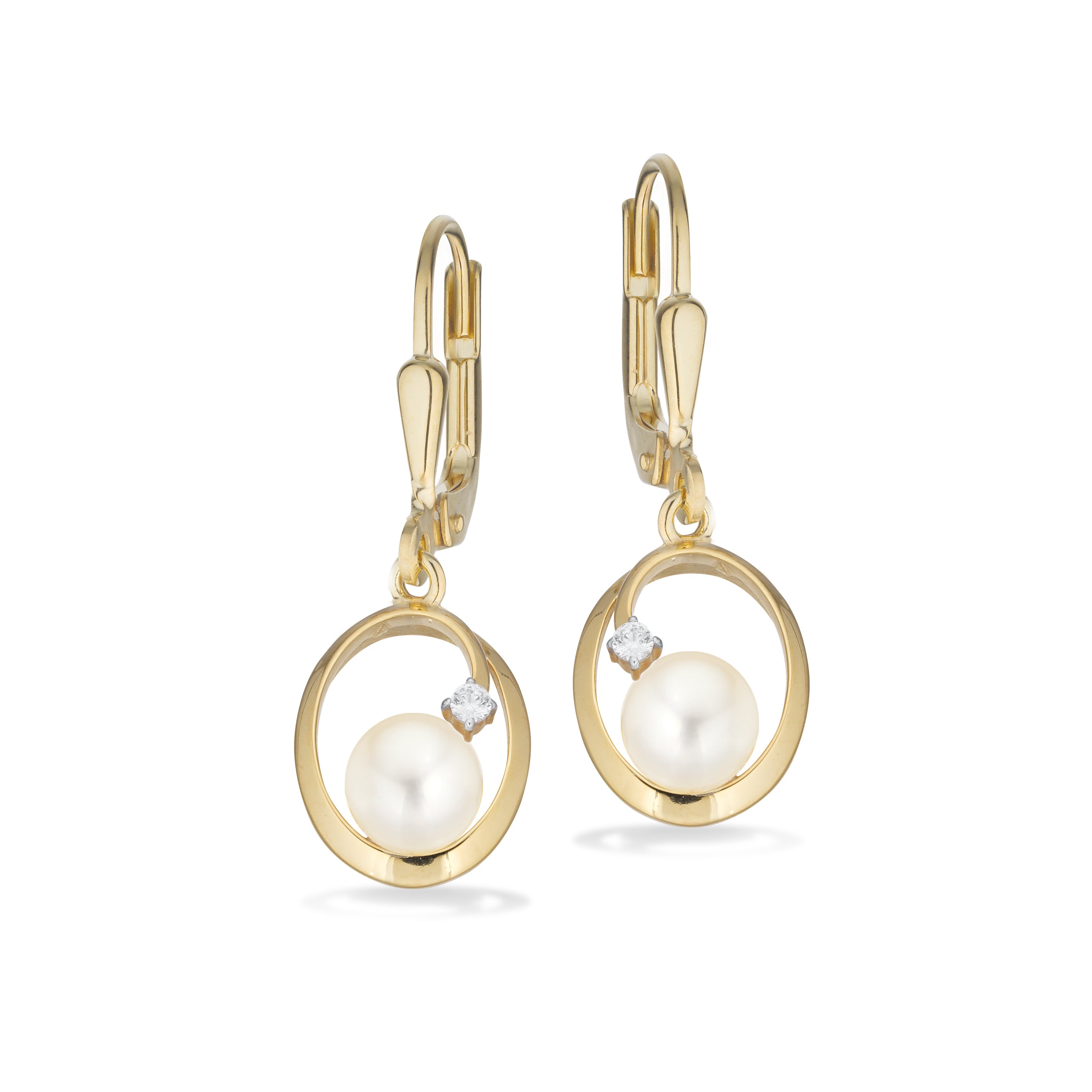 8 kt. Ørebøjler m/Fwp med syntetislk zirkonia sten