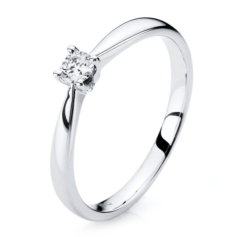 14 kt. hvg. Brillantring 0,15ct.TW-si