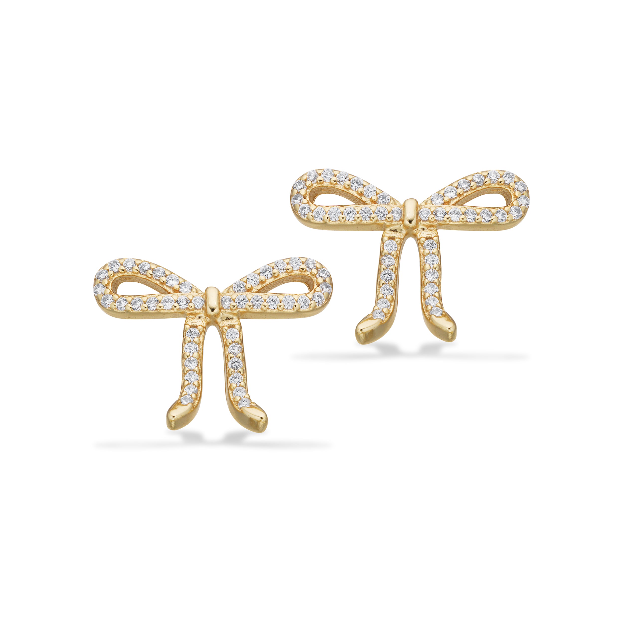 Forgyldt ørestikker sløjfe synt. zirk.