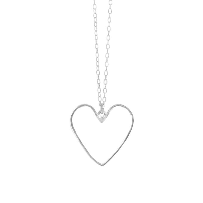 Sølvhalskæde med 20mm hjerte, 45cm