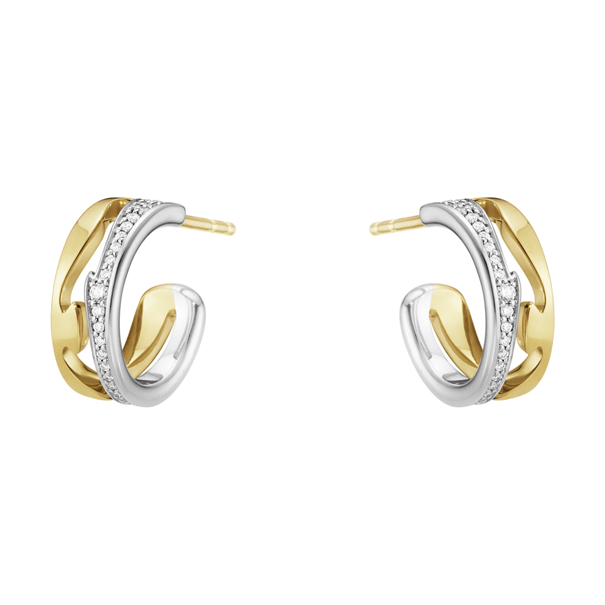 18 kt. Fusion åben creol 1638 rødg/hv. pavé 0,19ct