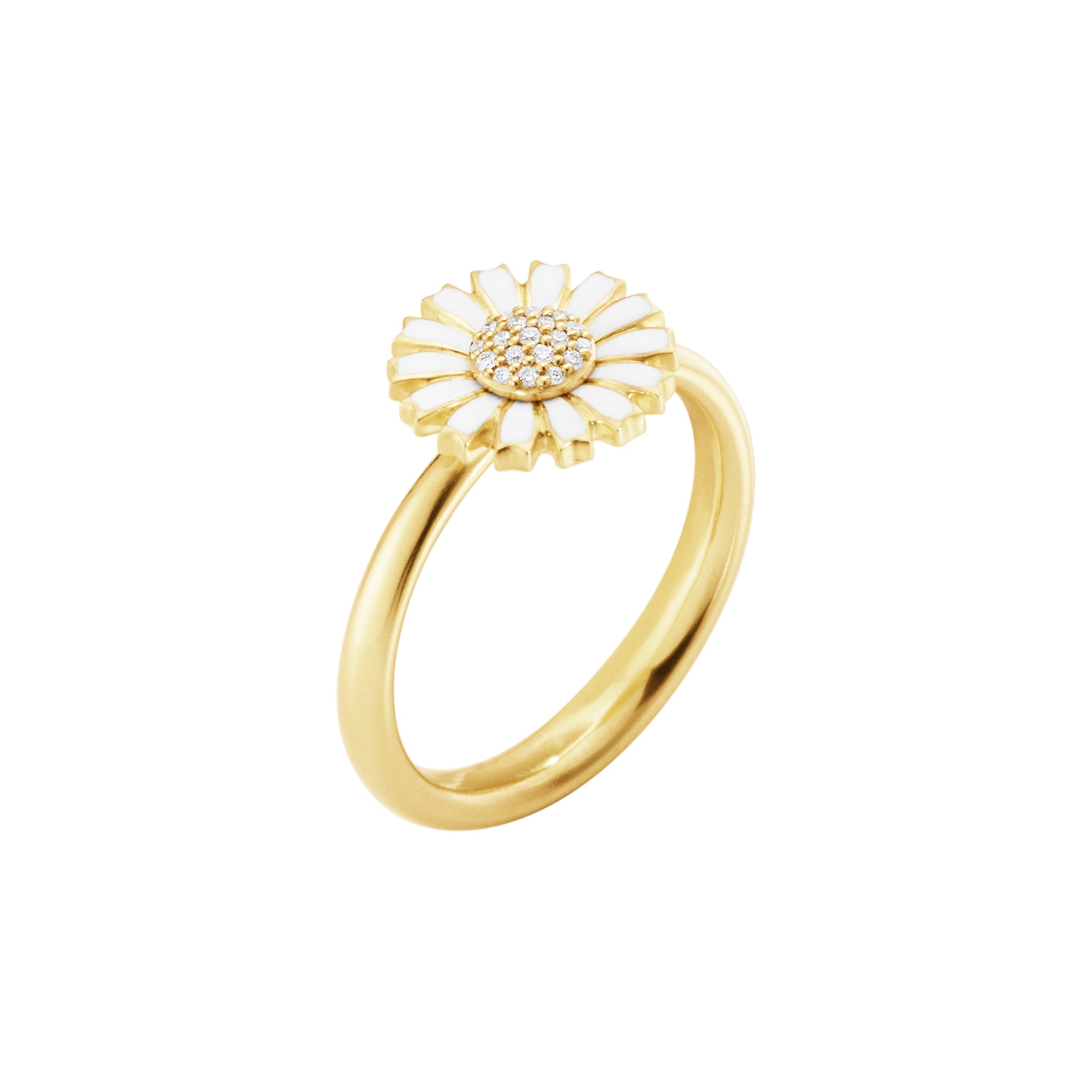 Daisy ring forgyldt 11 mm m/0,05 ct.