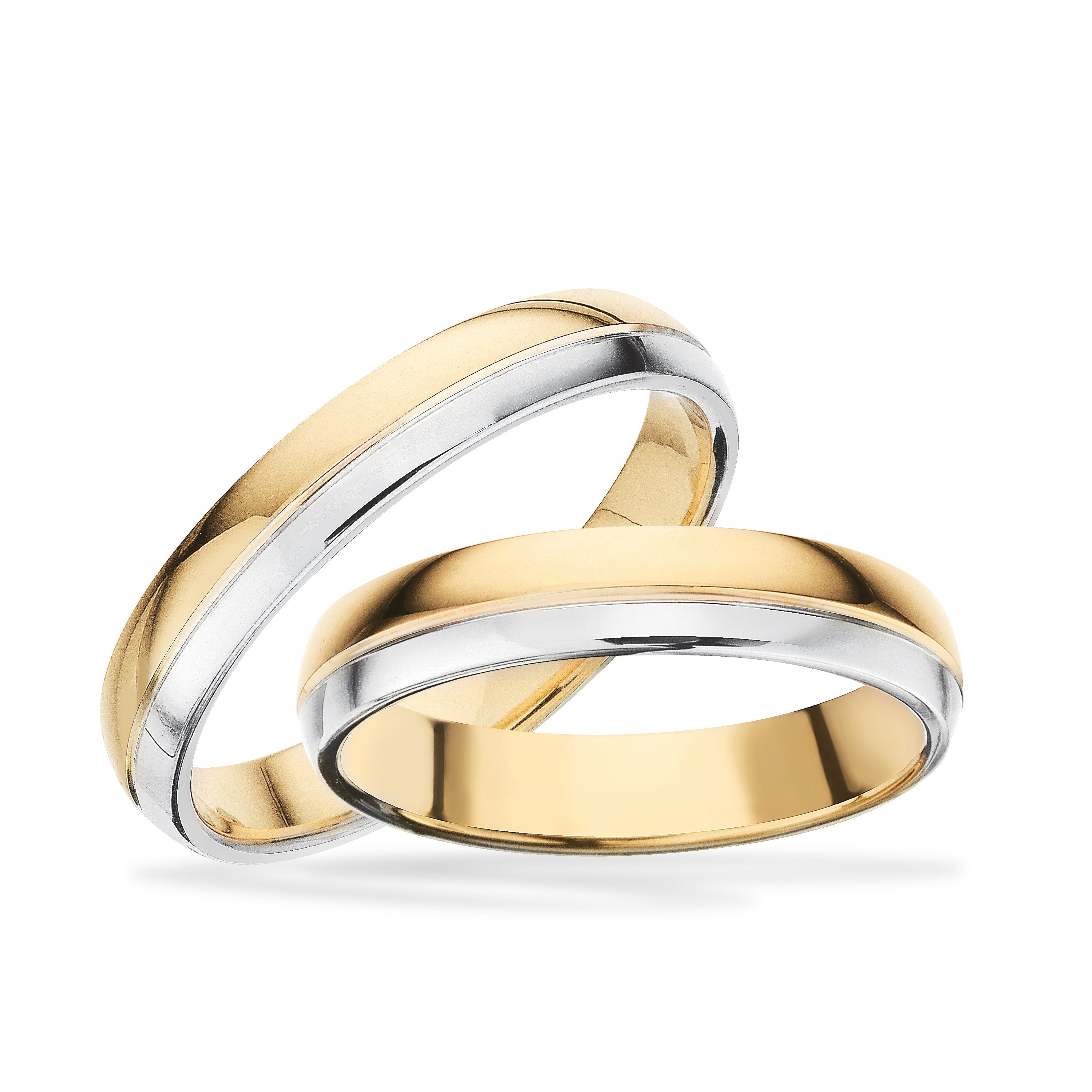 1 P. 8 kt. Vielsesringe 2 farvede