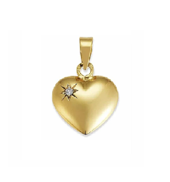 14 kt. hjerte m/0,01 ct.