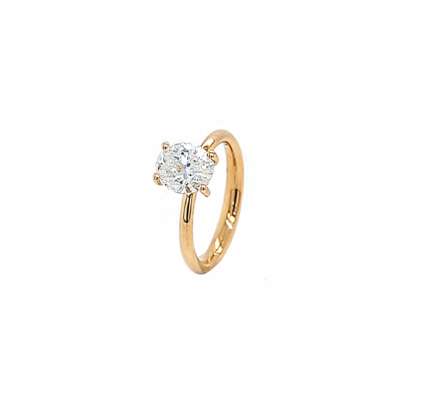 18 kt. solitaire ring m/0,50 ct. oval slib m/GIA