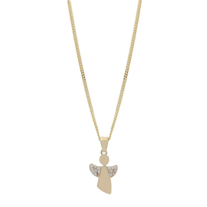 8 kt. Engel m/sølv forg. kæde