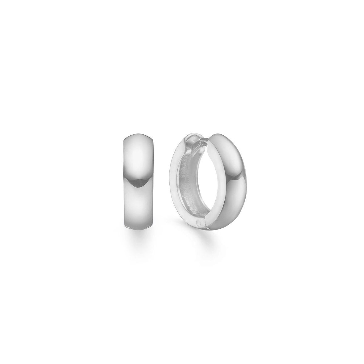 Sølv creoler bred blank.