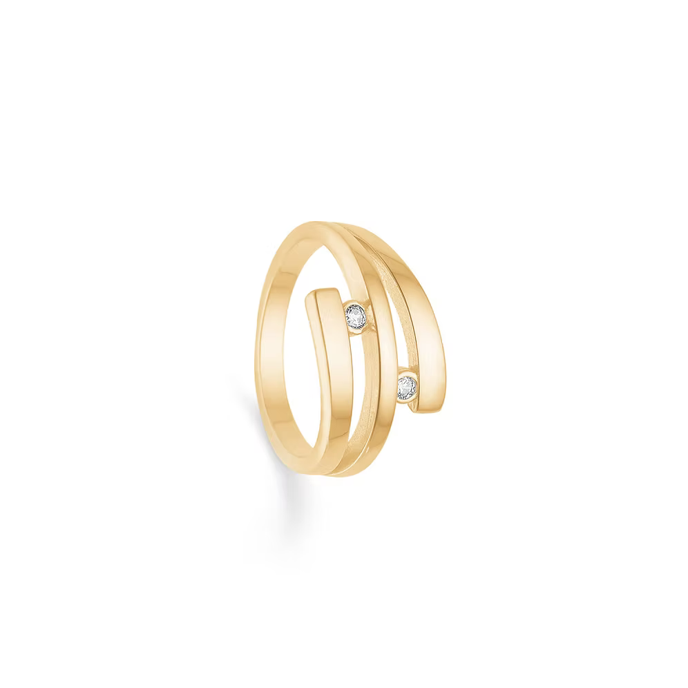 14 kt. Ring med 2 brillanter ialt 0,06 ct. W.Si