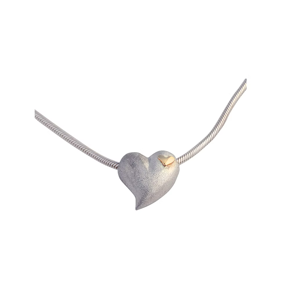 Sølvhalskæde m/14 kt.hjerte