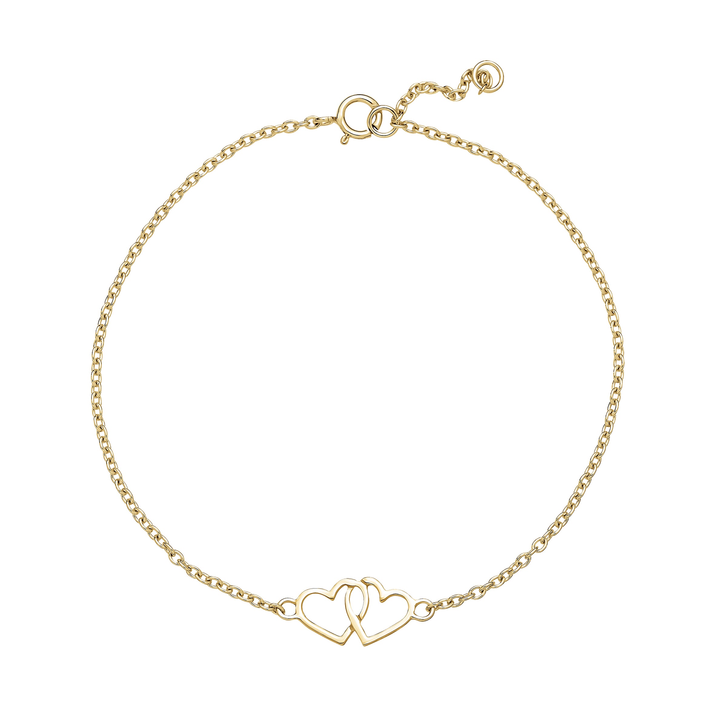 8 kt. Armbånd m/dobbelt hjerte