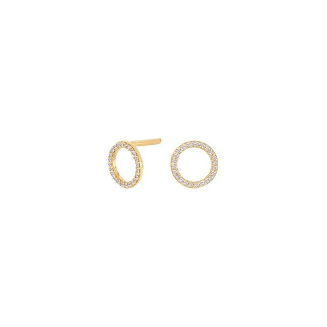 14 kt. guldørestikker cirkel m. dia. 0.06ct W/SI