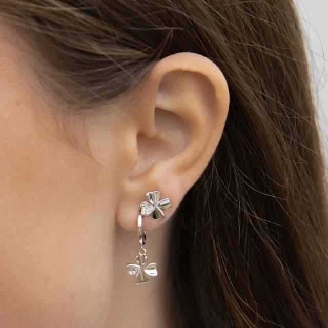 Rhd. sølv ørestikker firkløver JOLINNOR