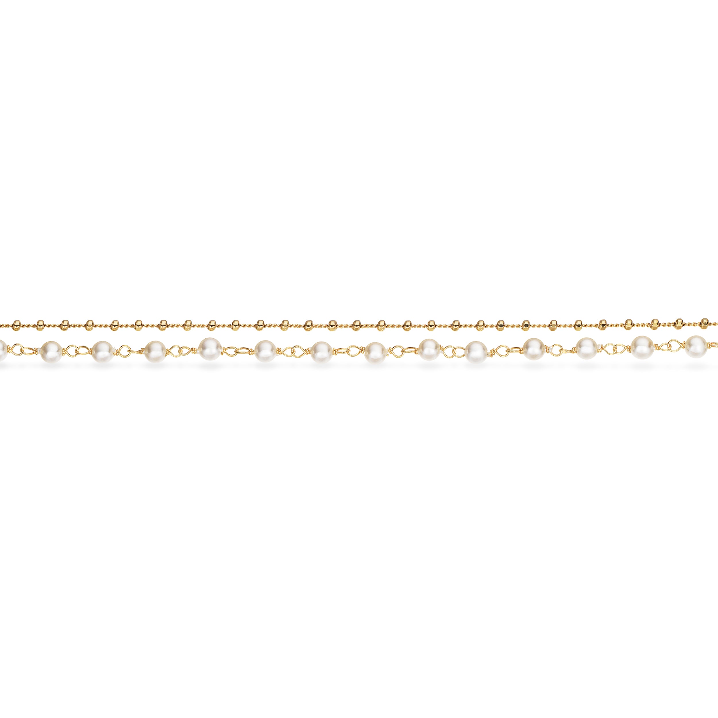 Sølv forgyldt ankelkæde m/ferskvandsperler