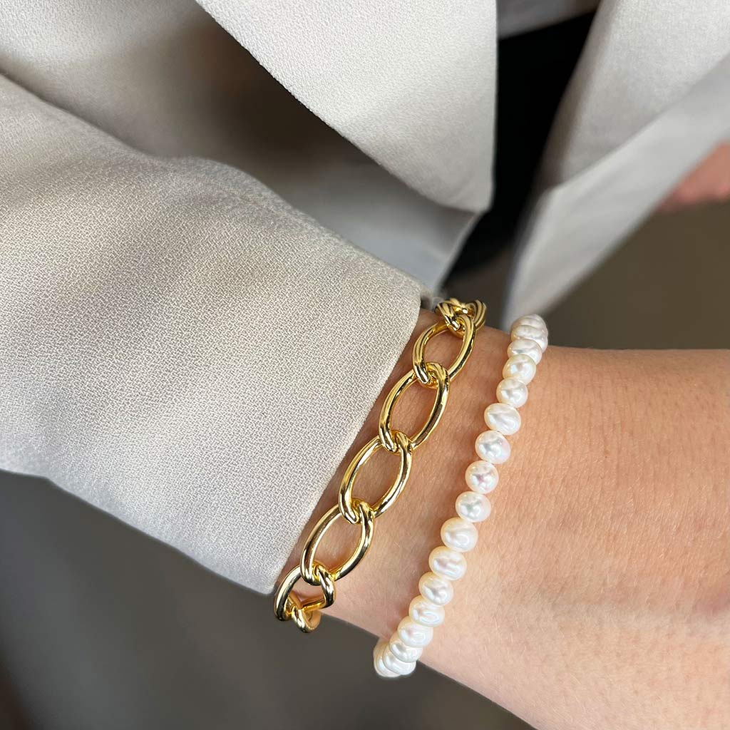 Forgyldt armbånd Chunky links 18,5+1,5cm