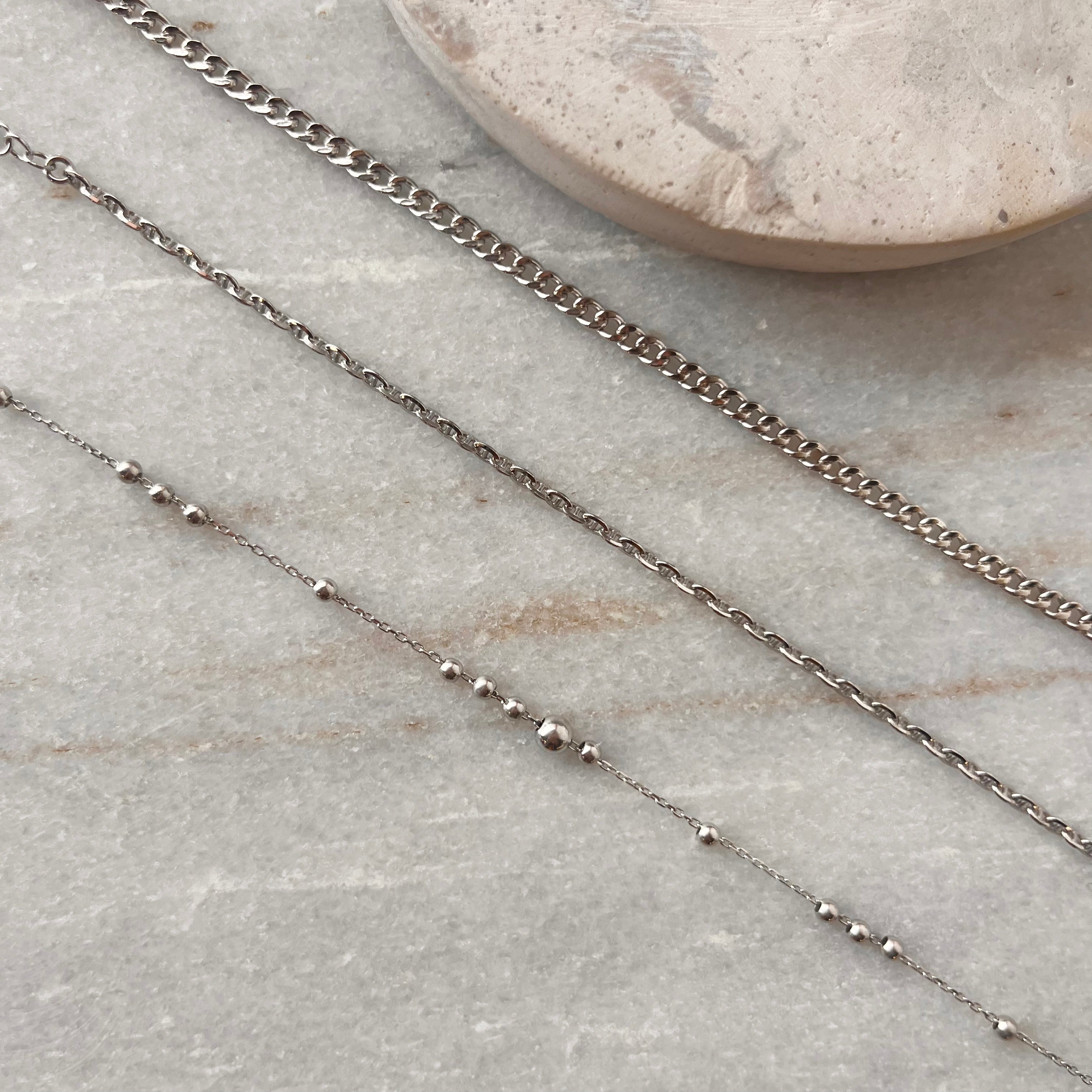 Sølv armbånd m/kugler 17+2 cm