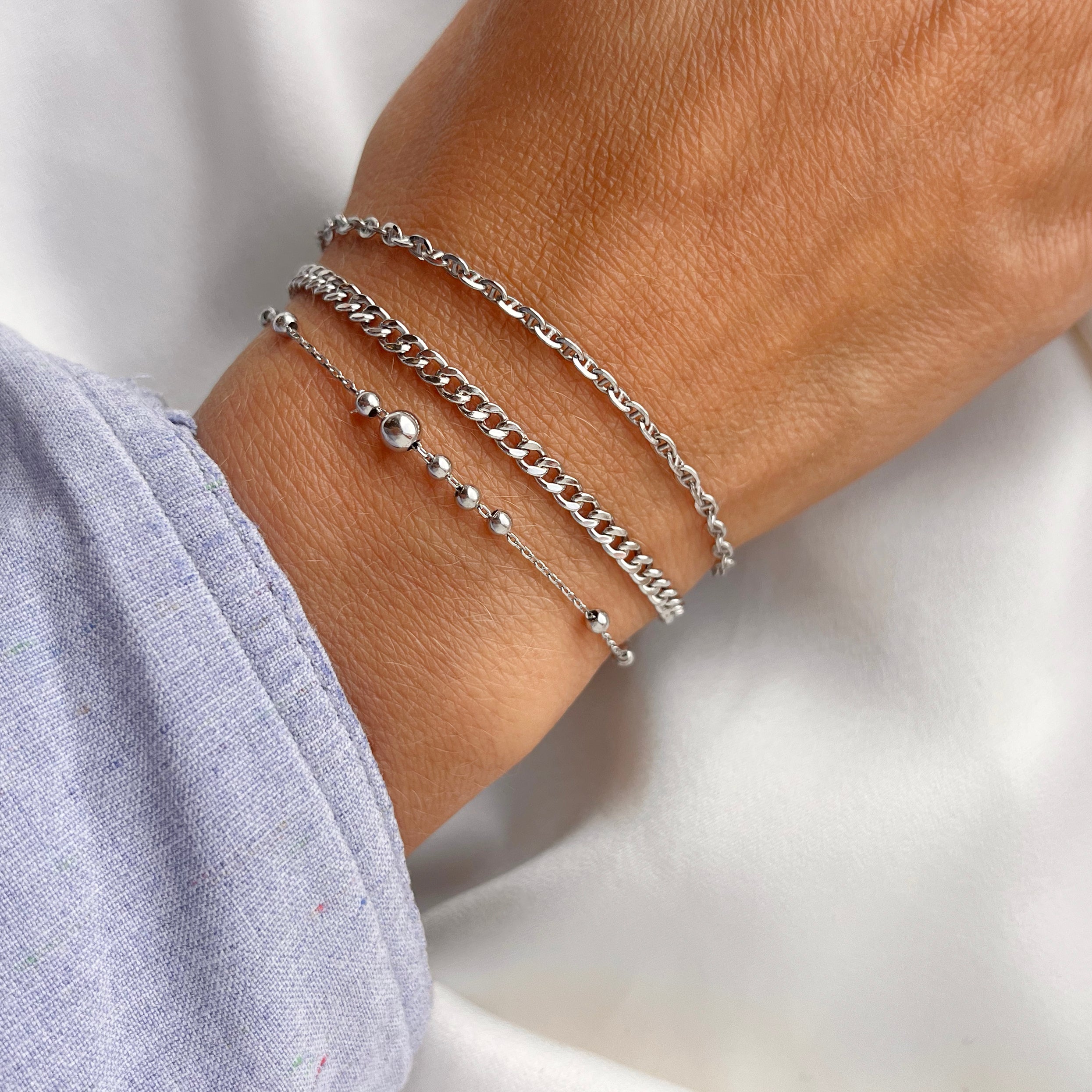 Sølv armbånd m/kugler 17+2 cm