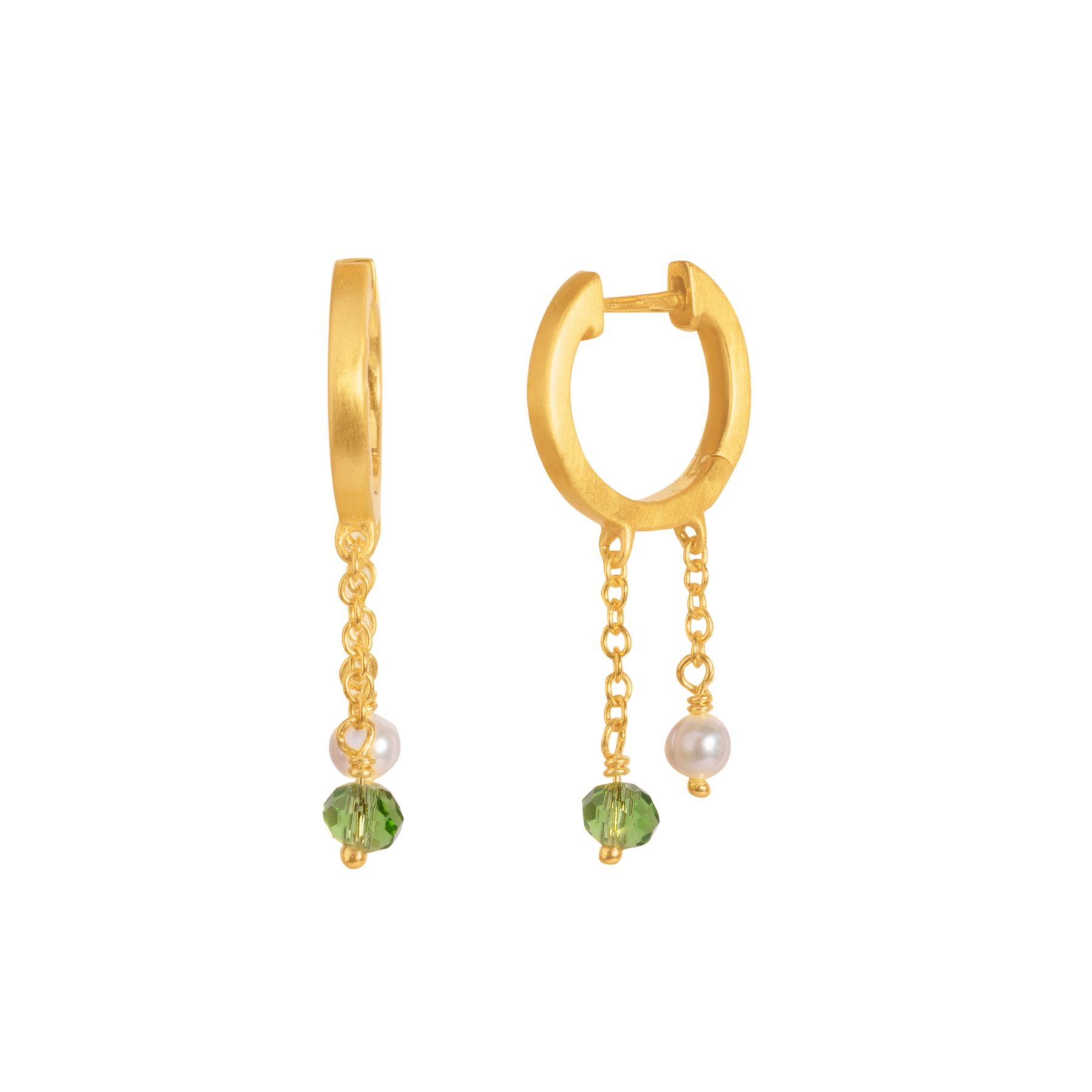 Tienne Hoop sølvøreringe forgyldte Grøn