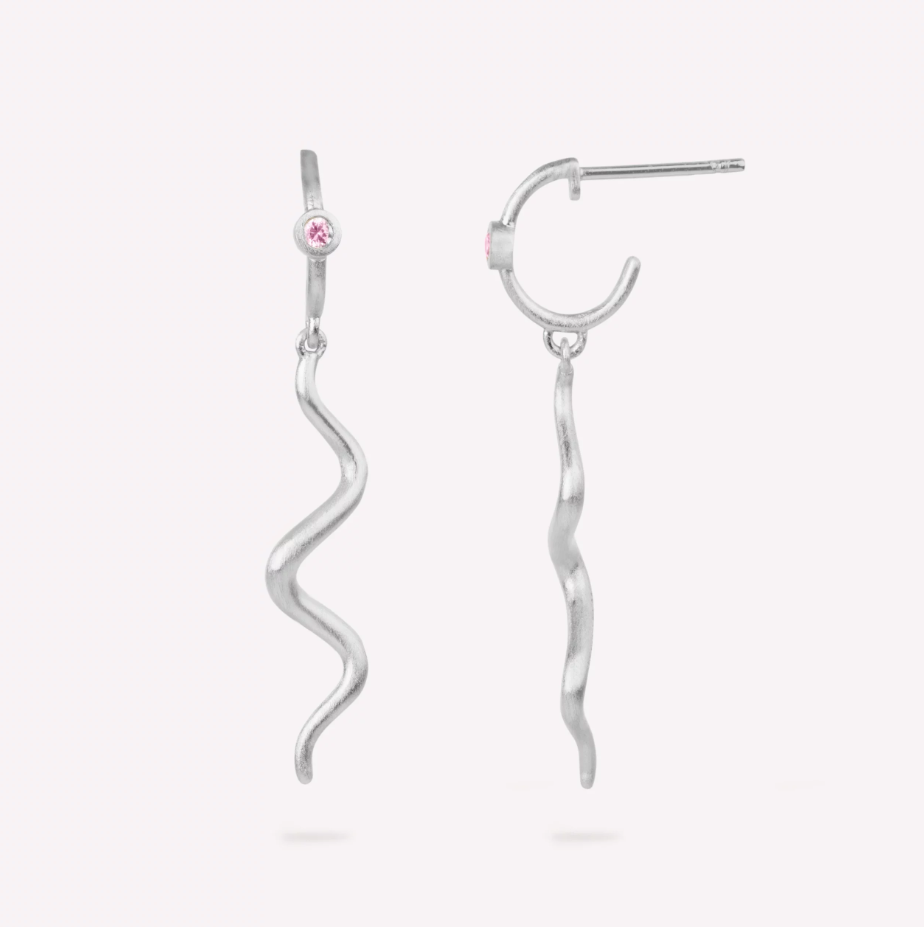 Sølv mini creoler pink***