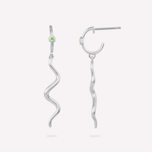 Sølv mini creoler green***