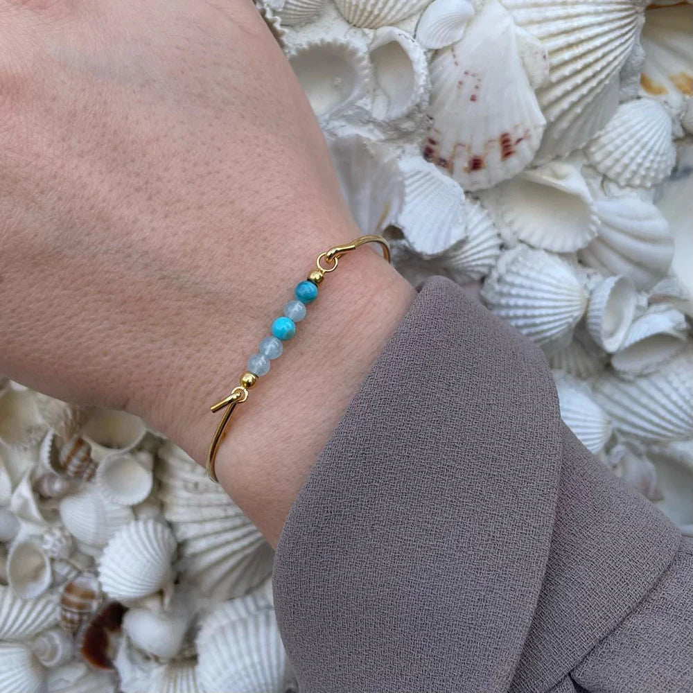 Mix turkis/aquamarin top forgyldt til armring