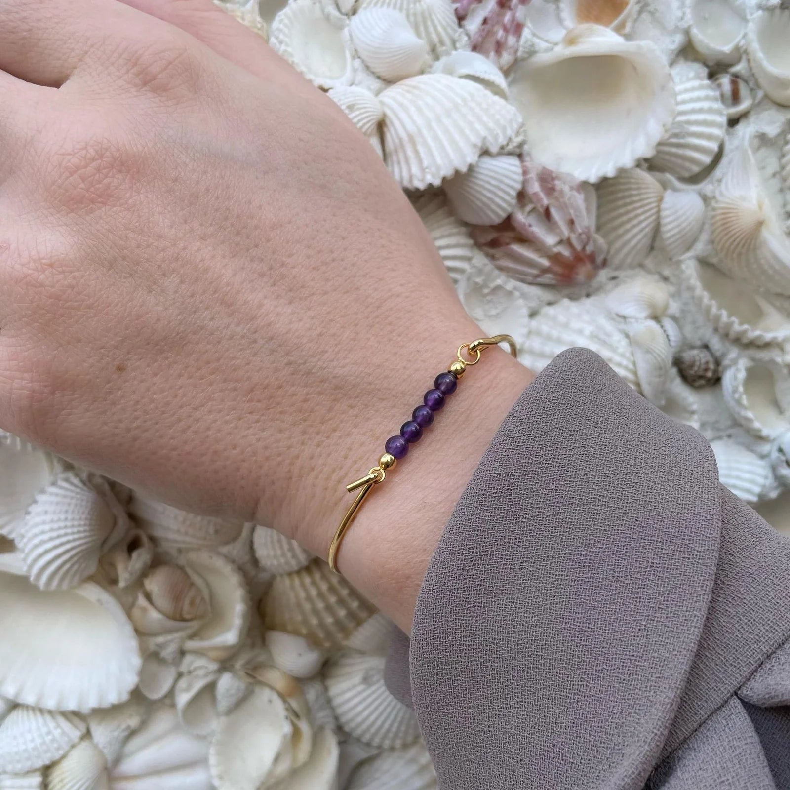 Ametyst top forgyldt til armring