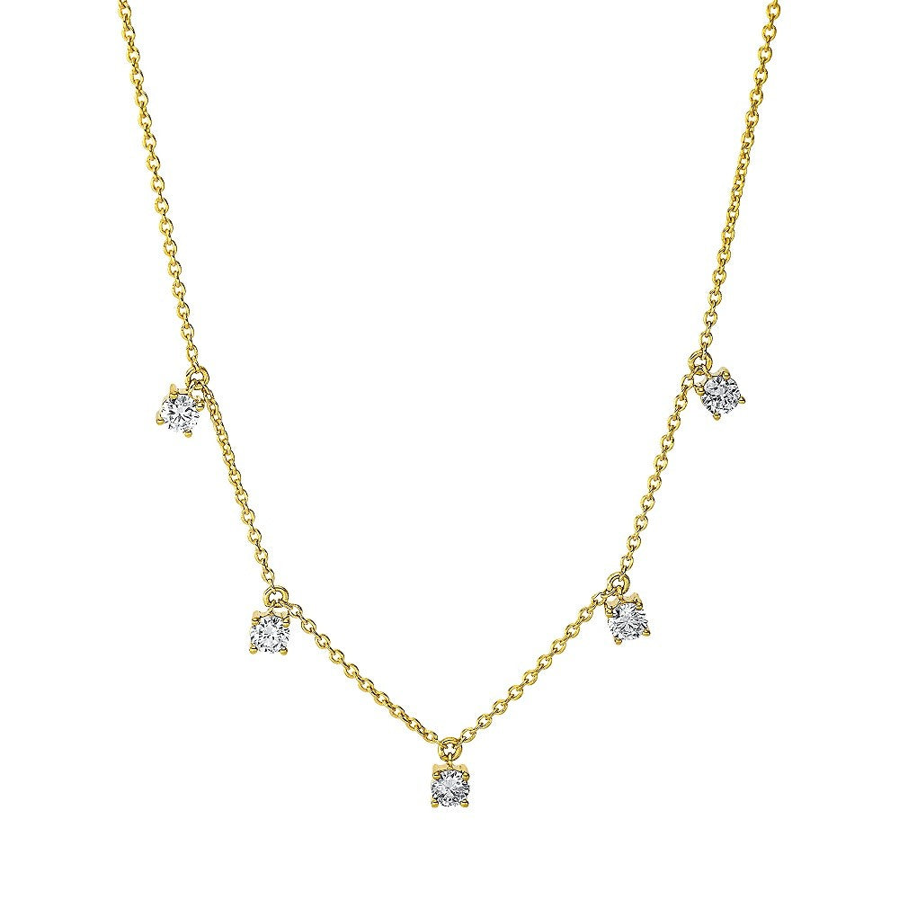 18 kt. Collier rødg. 5 brill. ialt 0,30 ct. TW.Si