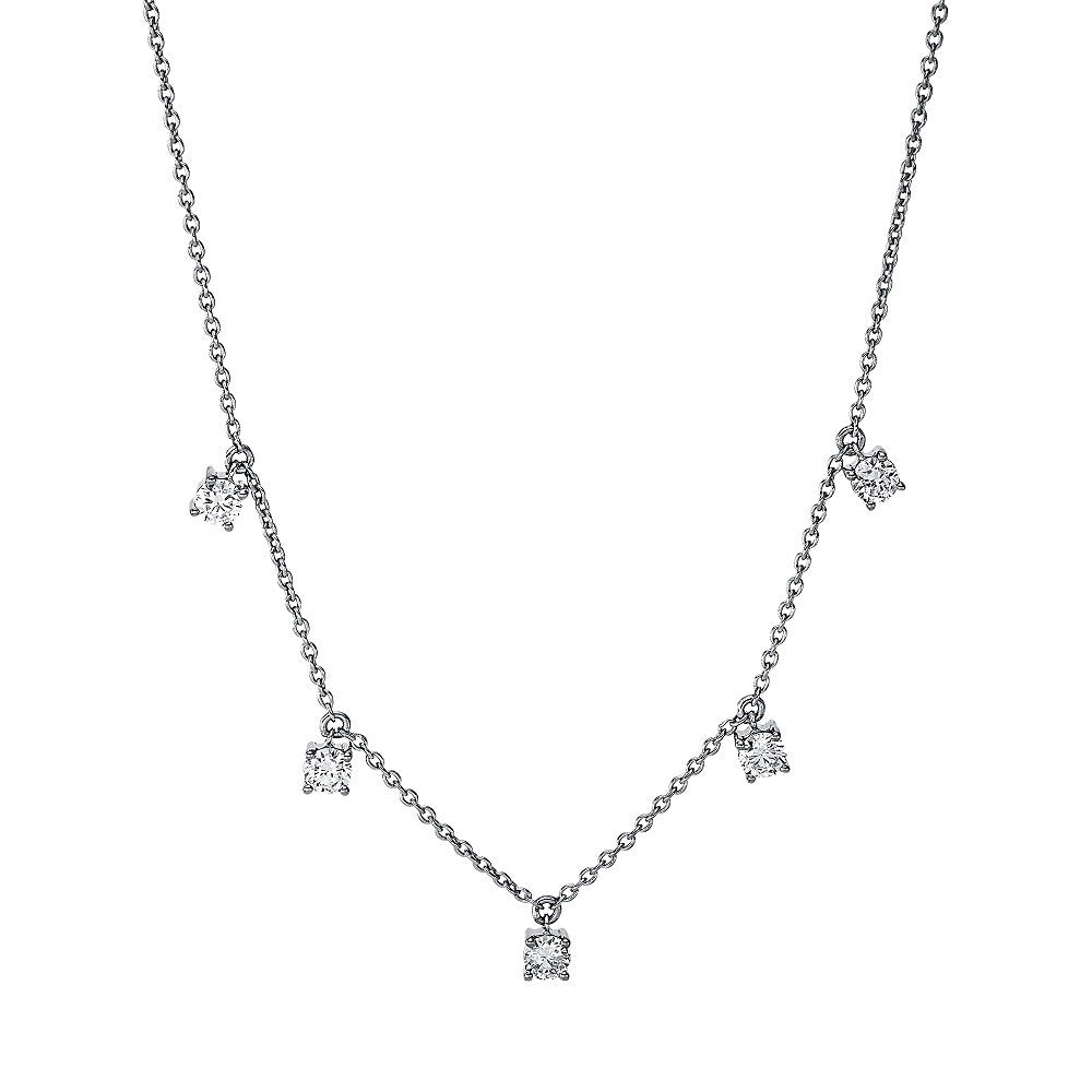 18 kt. Collier hvidg. 5 brill. ialt 0,30 ct. TW.Si