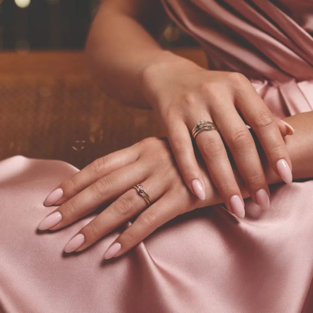 14 kt. Petit ring m/pink safir og brillanter
