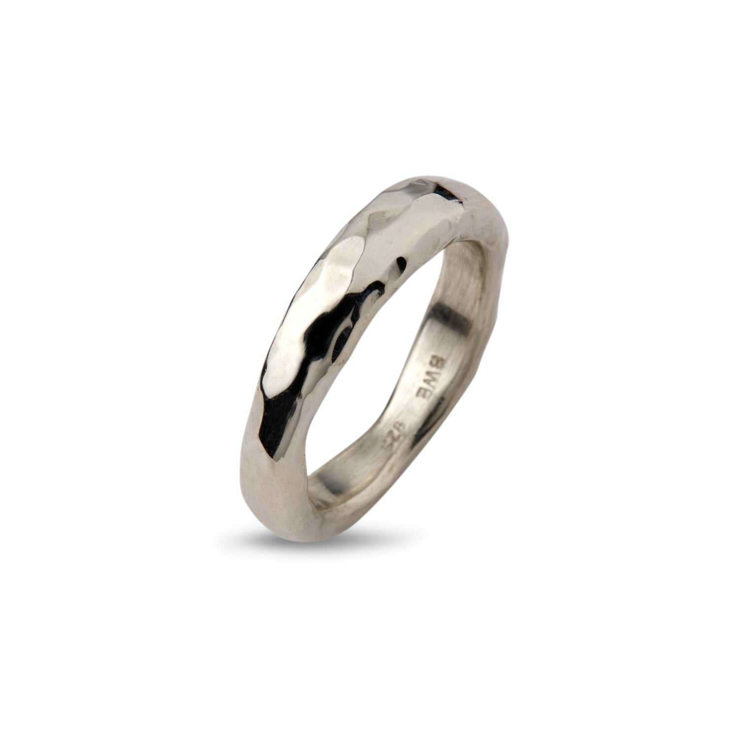 Herrering sølv m/hamret overflade