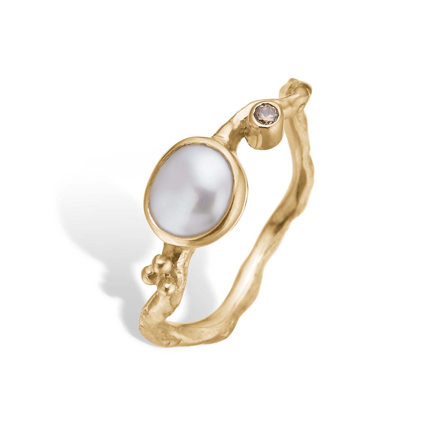 14 kt. ring Zenith white keshi 0,05 ct.