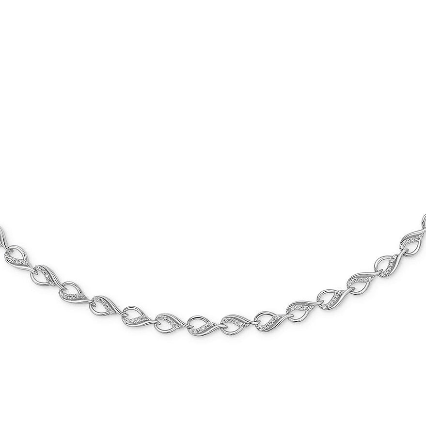 Sølv collier små led blank med sten, 45cm. Rds.Sølv