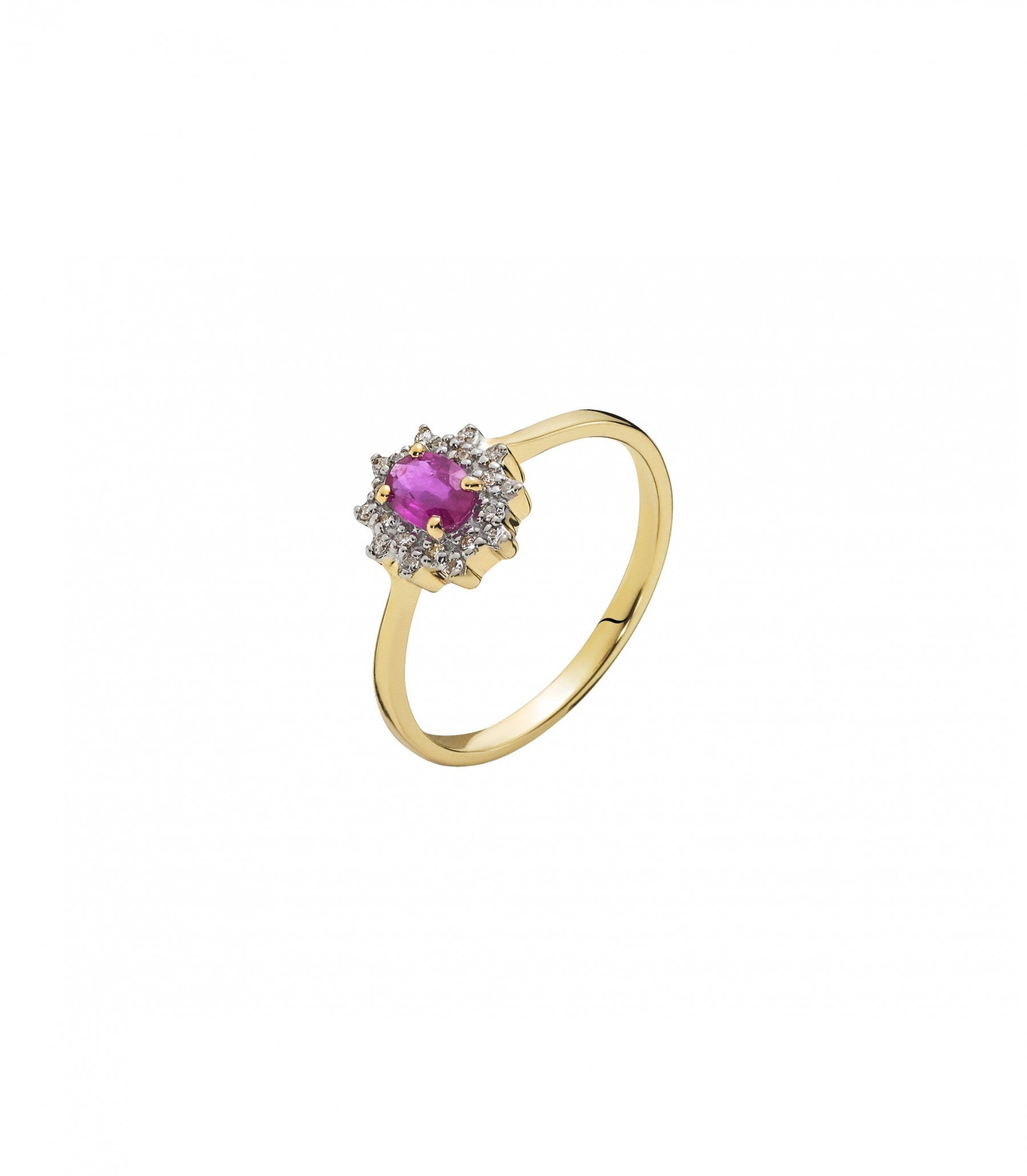14 kt. ring m. rubin og diamant 0,65ct