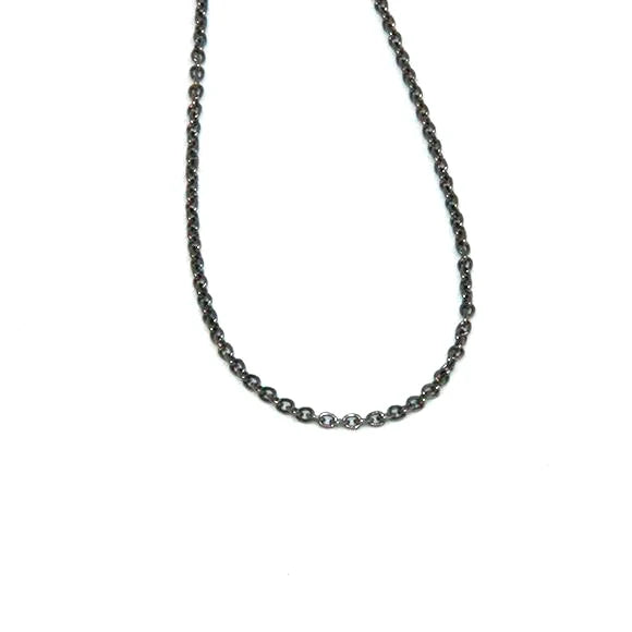 Kæde sølv sortrhodineret 70cm rund anker