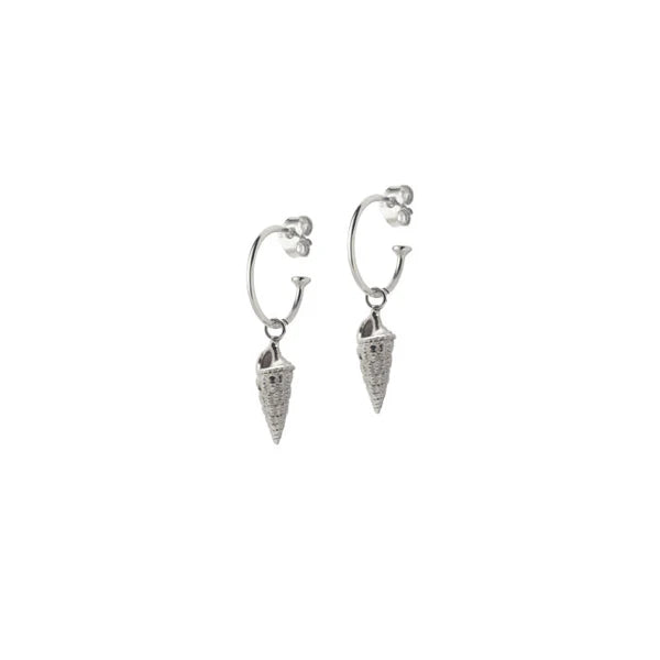 Sølv rhod. øreringe Konkylie