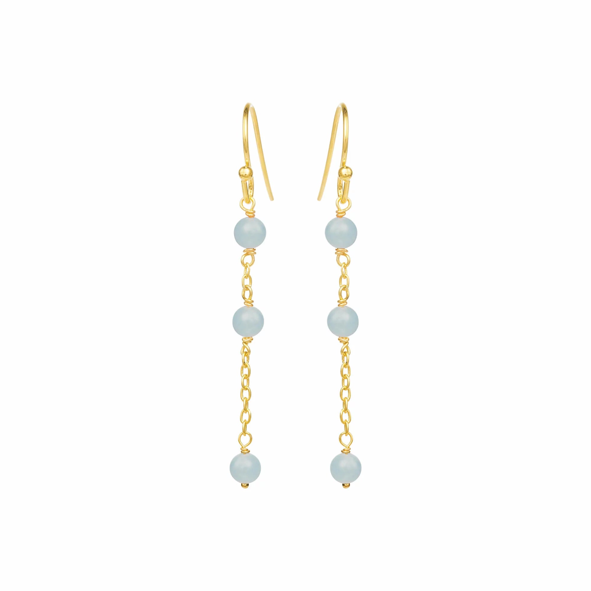 Forgyldte sølvørebøjler m/akvamarin