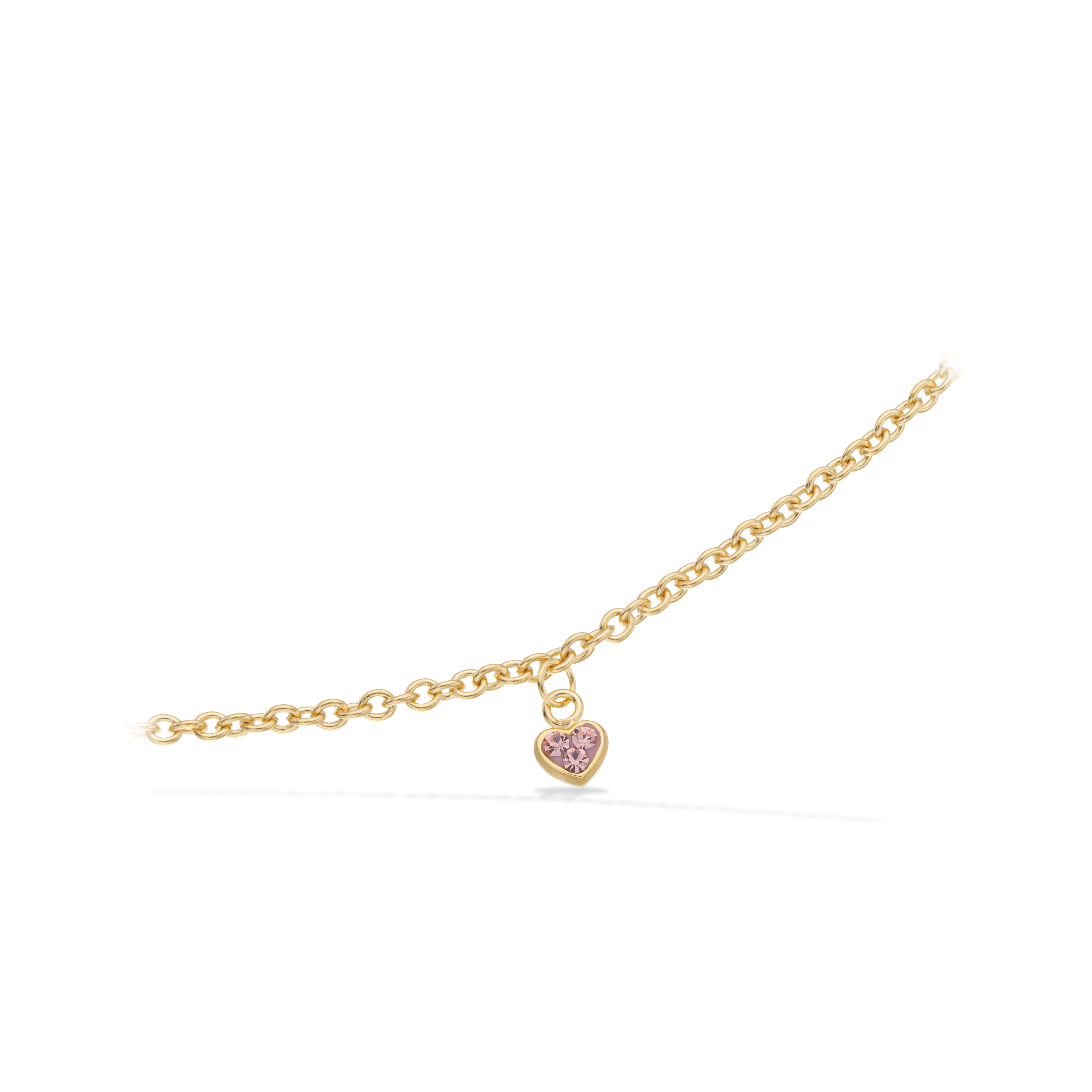 Girls Forgyldt armbånd hjerte rosa cubic zirk.