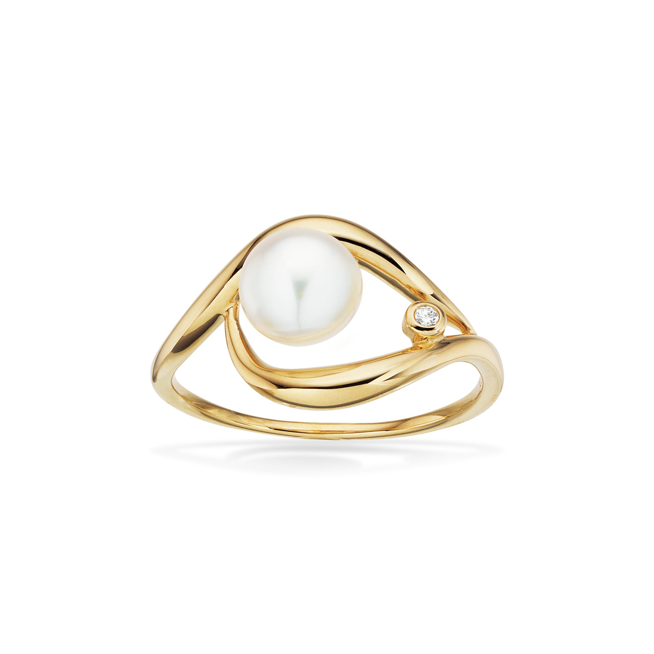 8 kt. ring m/perle og zirkonia