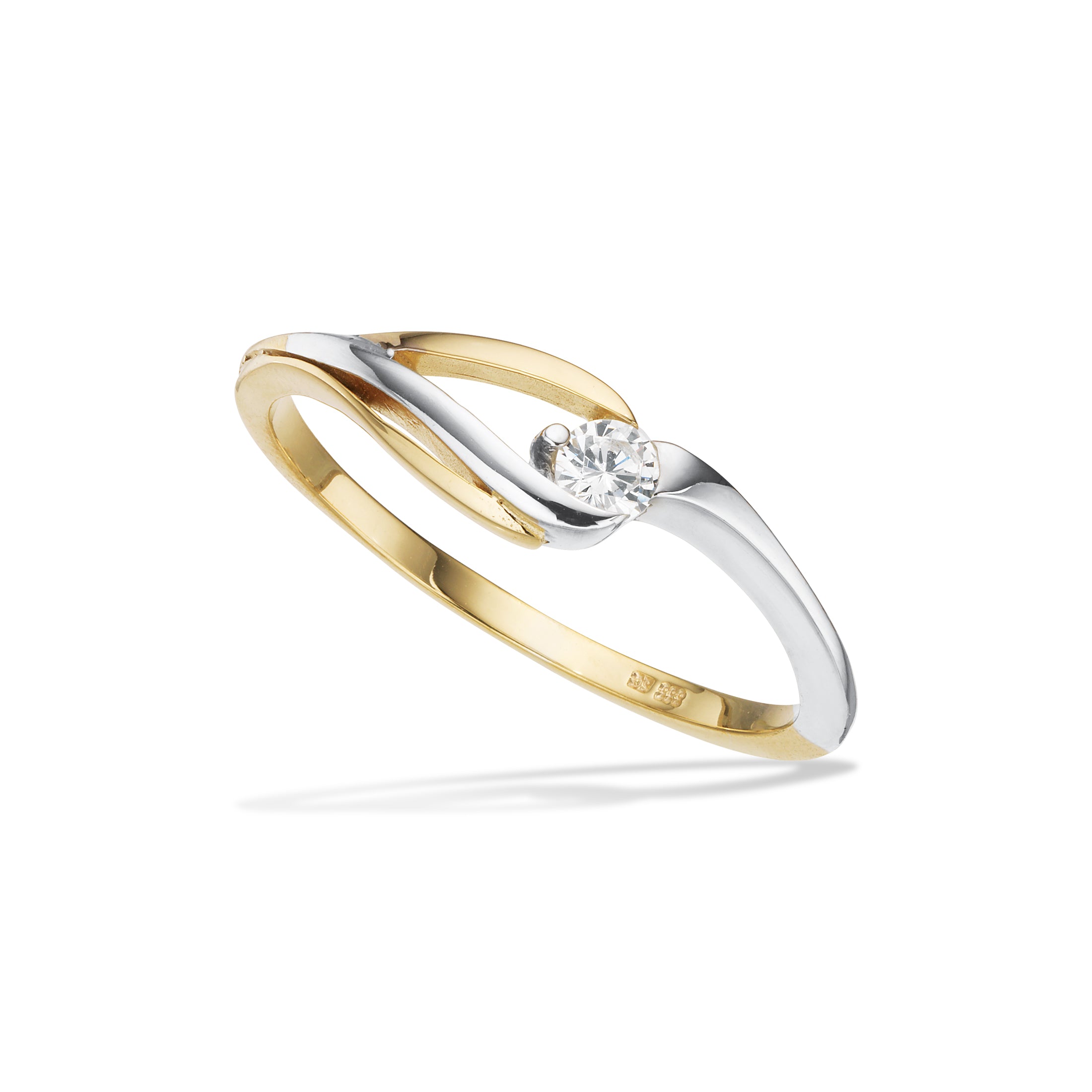 8 kt. ring 2 farvet m/cubic zirk.