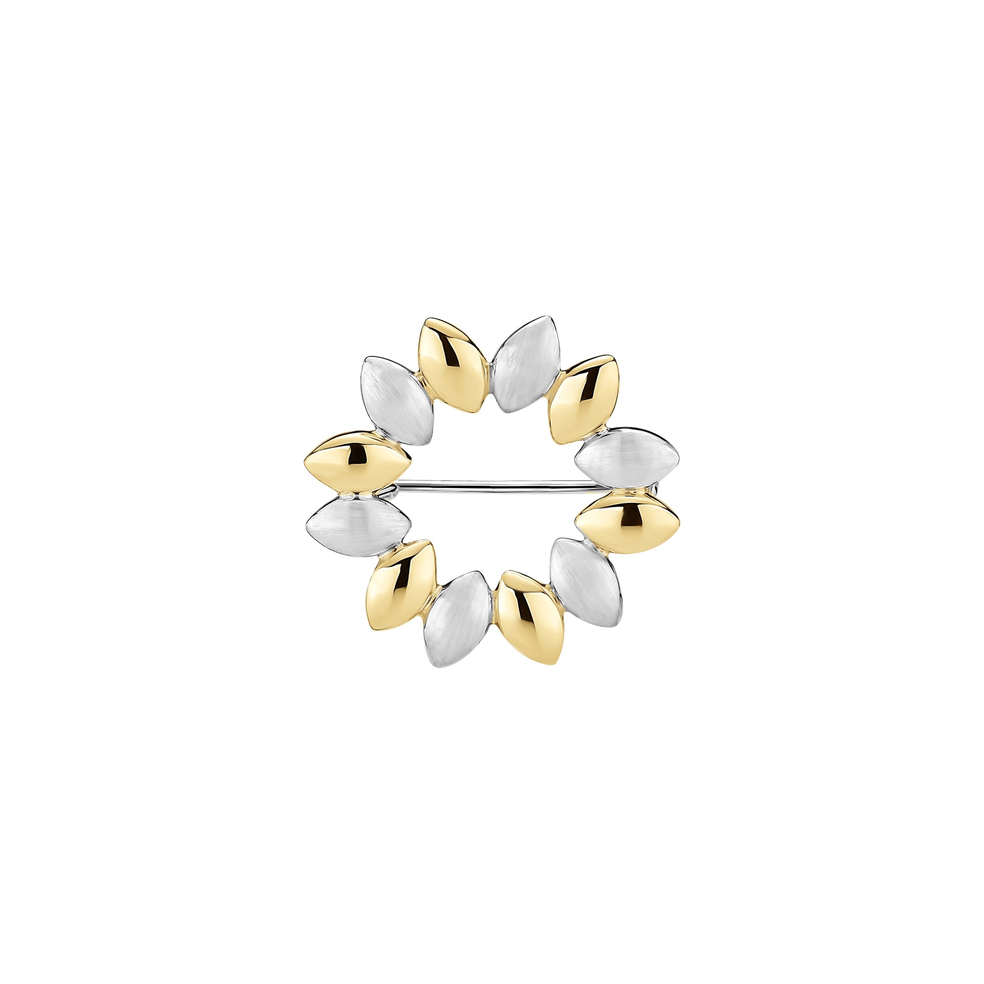 Sølv forgyldt broche 27 mm. m/blade