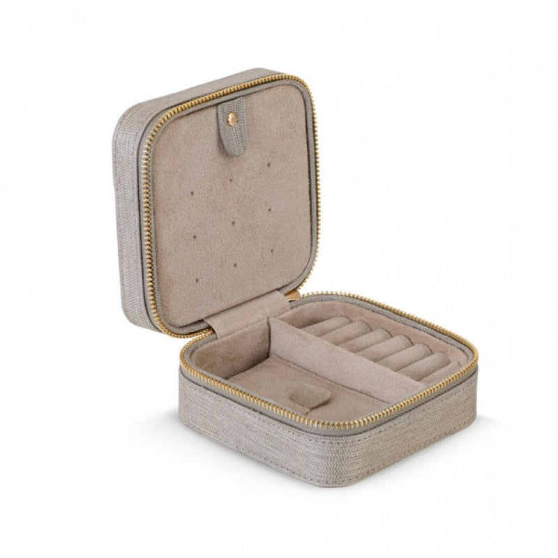 Jewellery box med lynlås.100% råsilke beige D:10,5