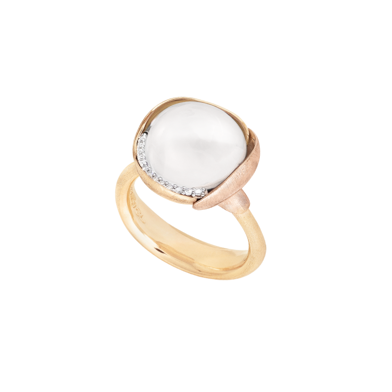 18 kt. ring Lotus str. 3 - hvid månesten