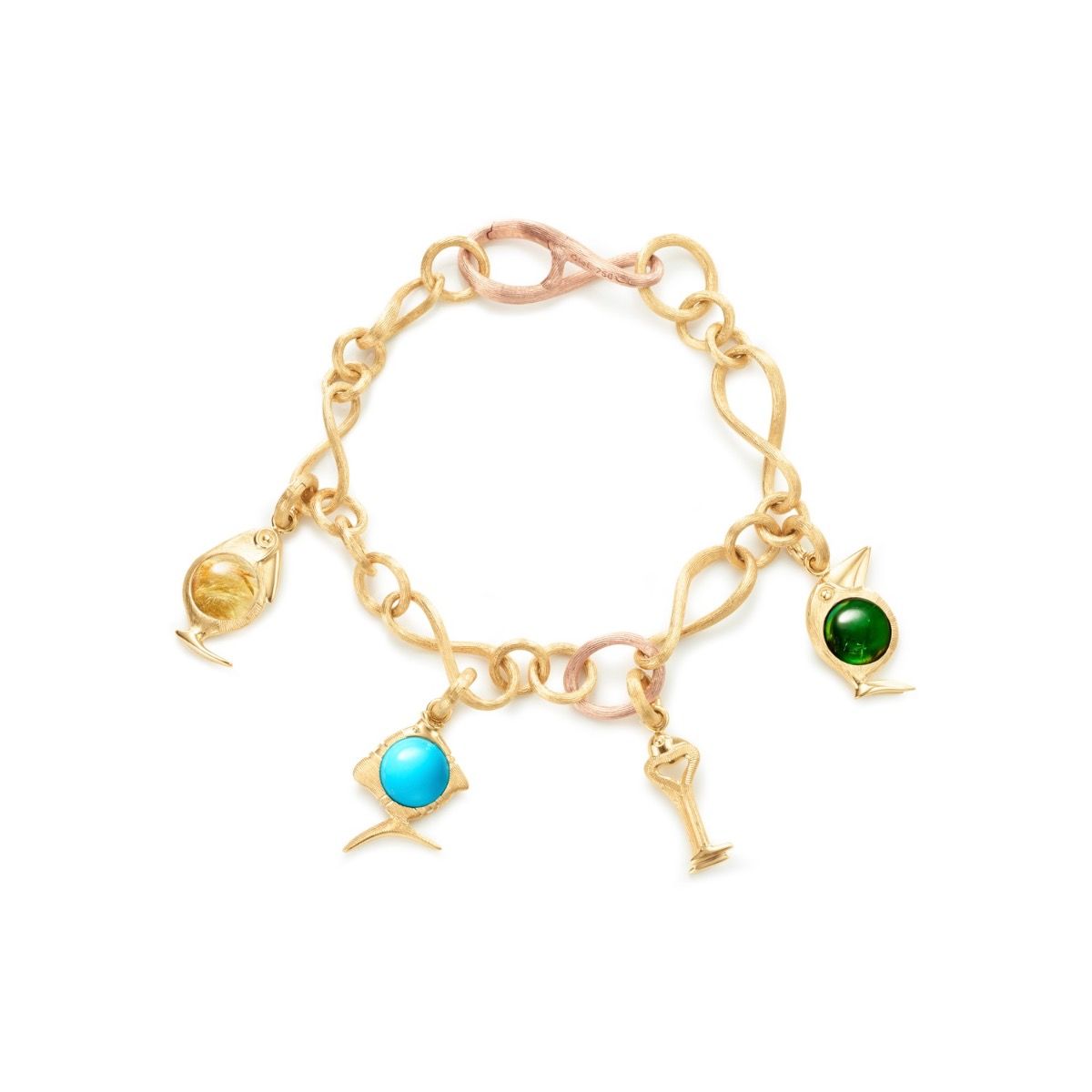 Bird Family charm m/rutilkvarts 18 kt. guld