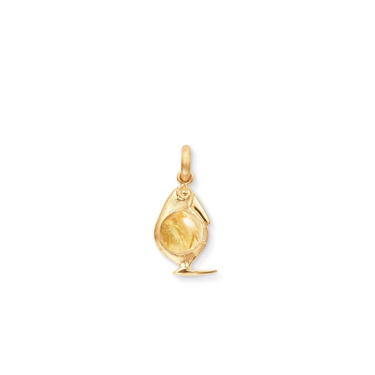 Bird Family charm m/rutilkvarts 18 kt. guld