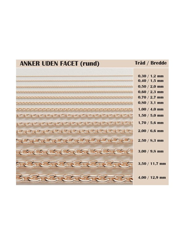 14 kt. halskæde rund anker tråd 040
