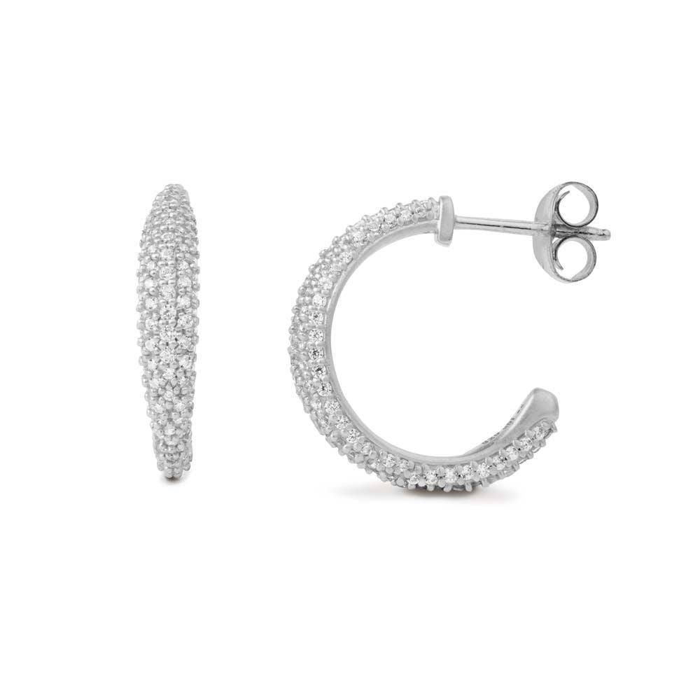 Ocean Flow Medium Sparkle Hoop sølv