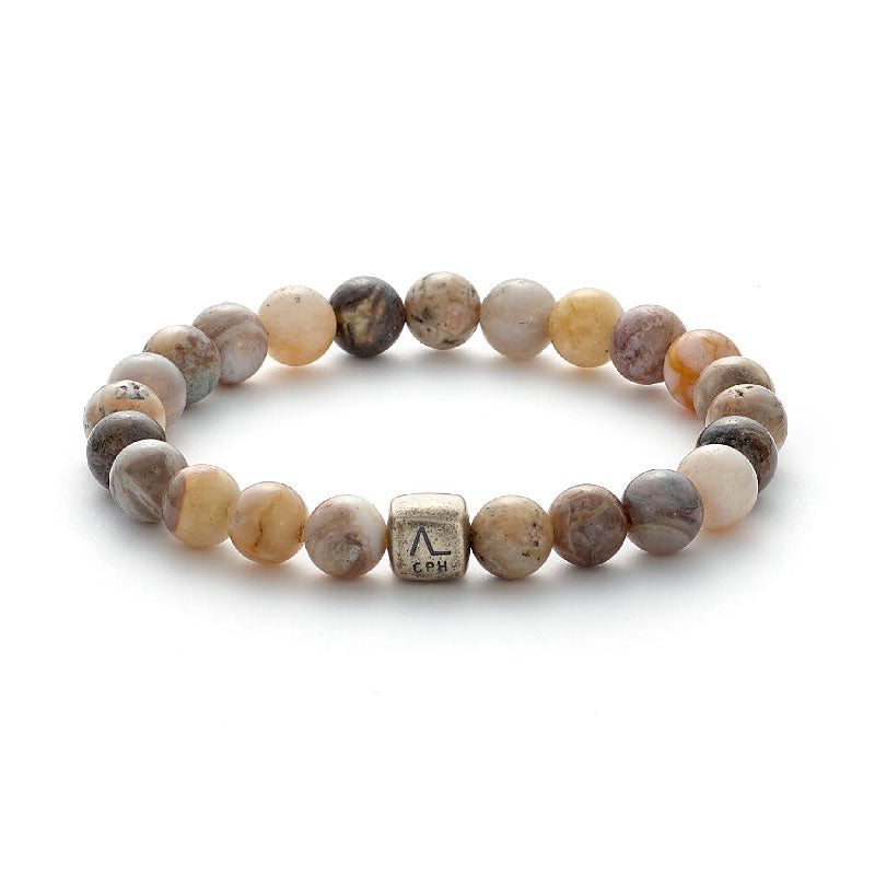 ColorUp Bamboo Leaf Agate stenarmbånd 8 mm.